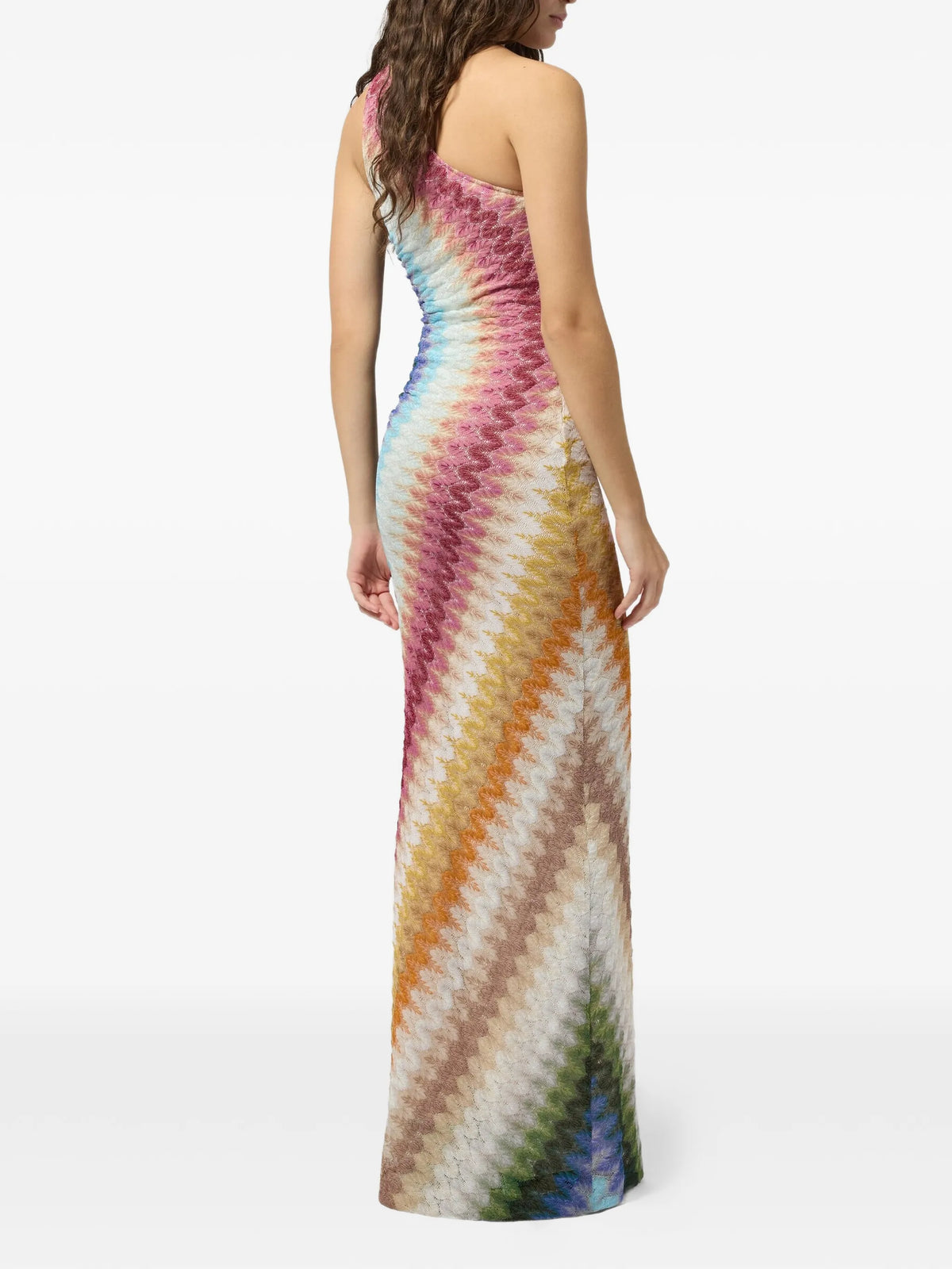 one-shoulder long lace dress