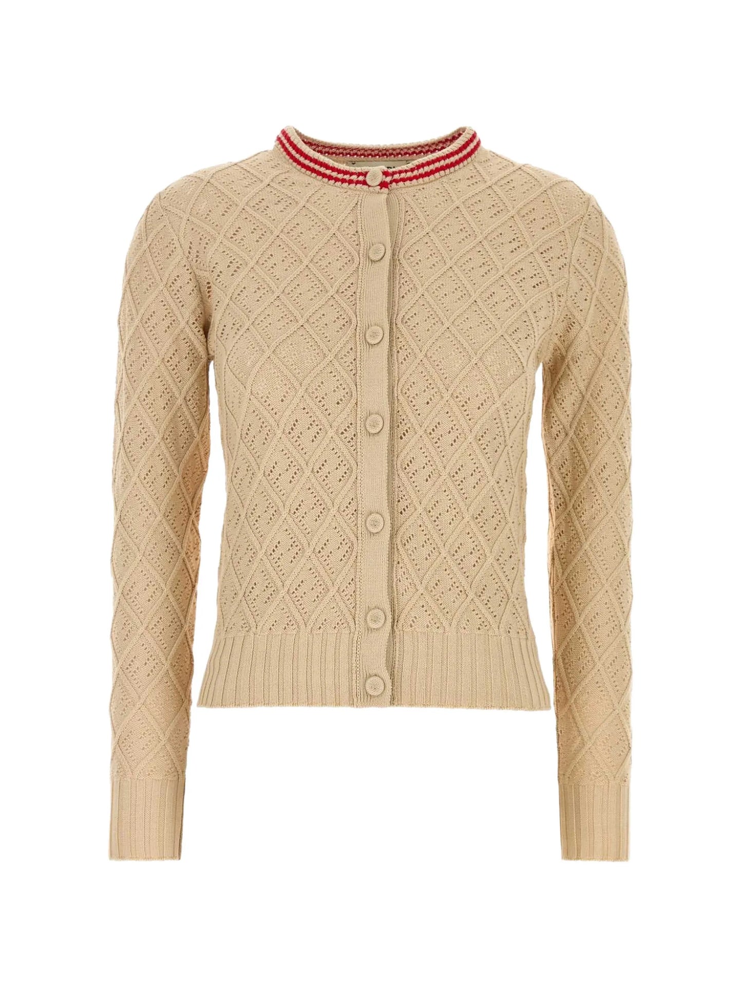 FF-motif open-knit cardigan