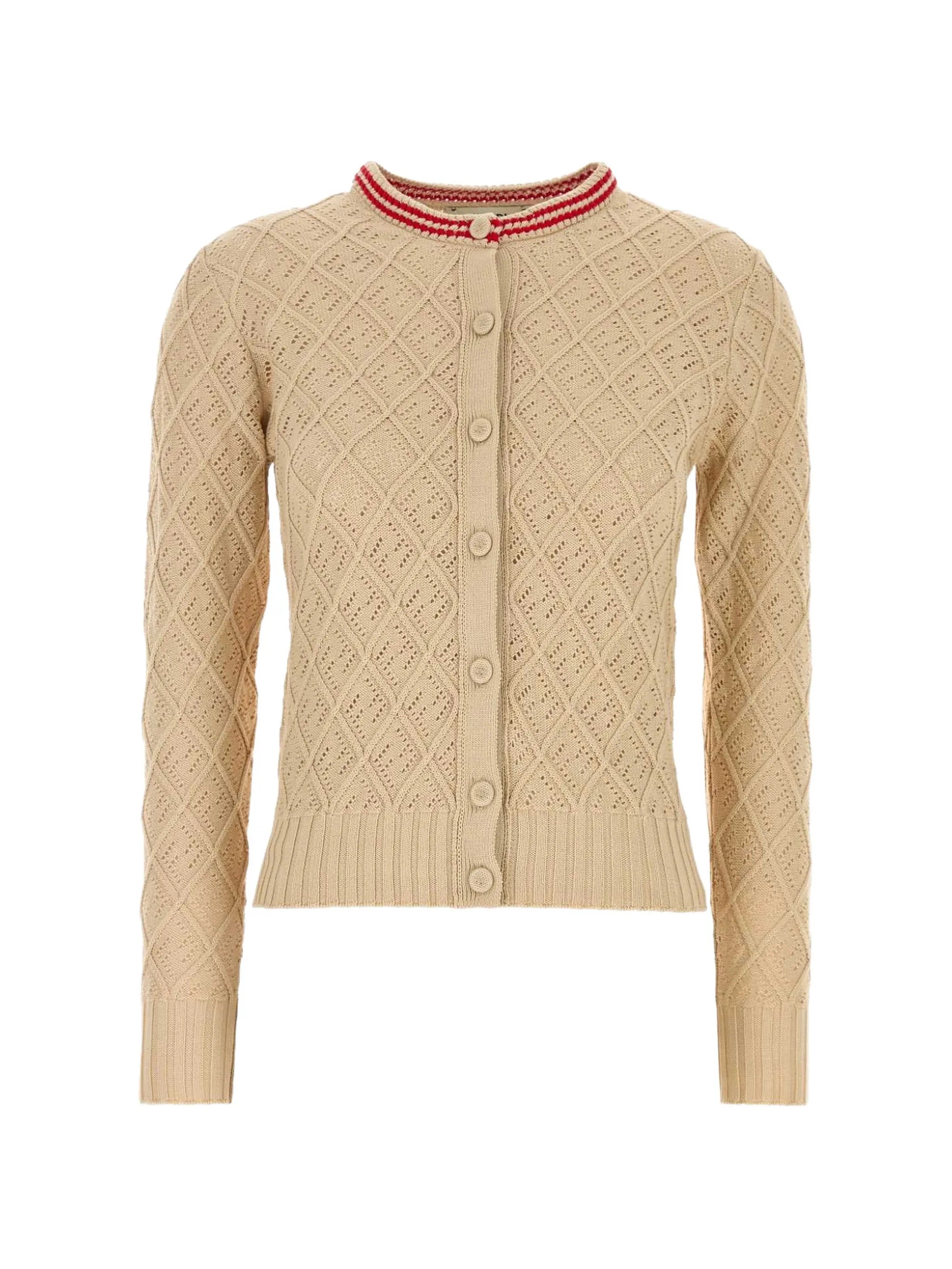 FF-monogram pointelle-knit cardigan