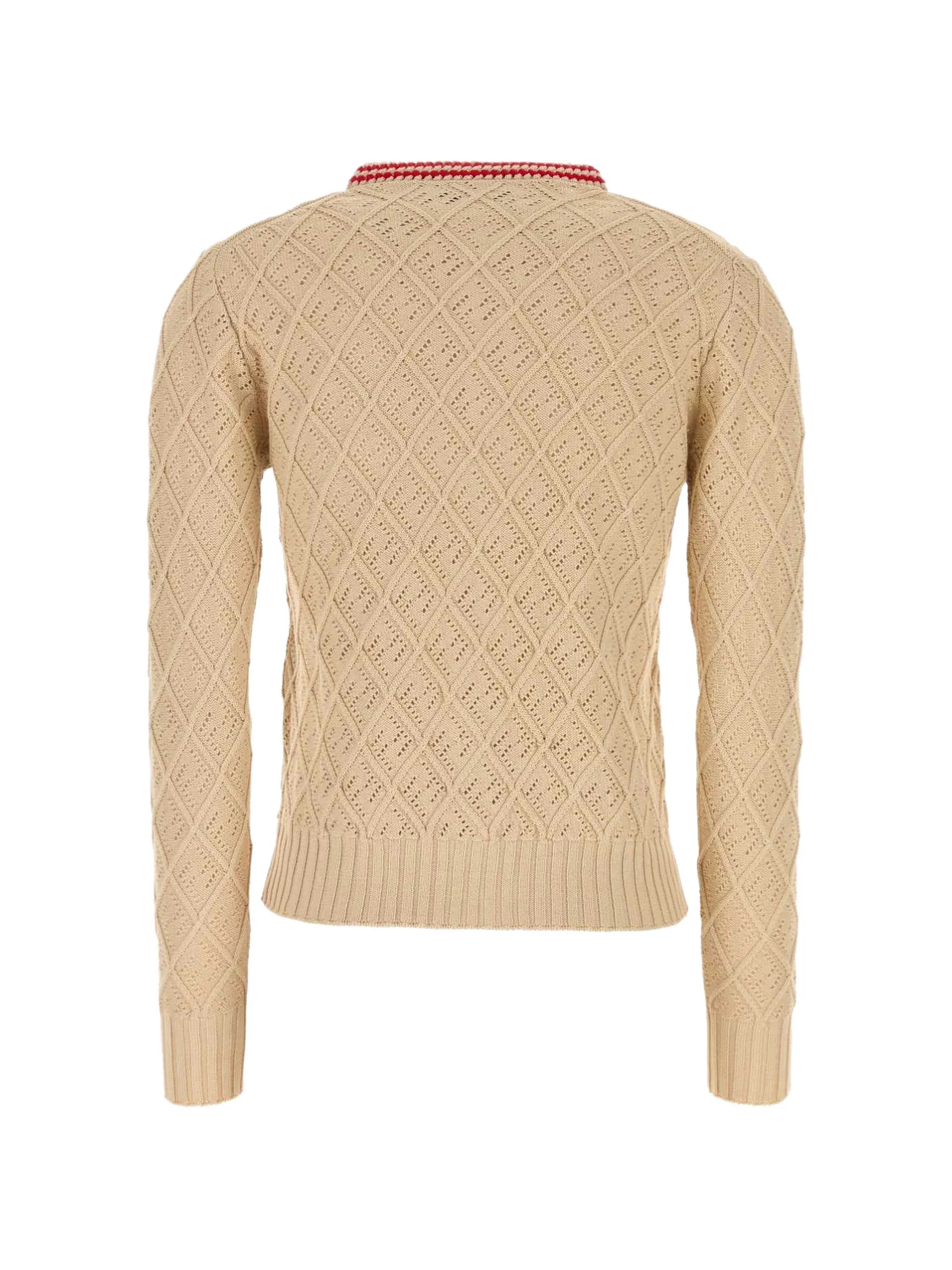 FF-motif open-knit cardigan