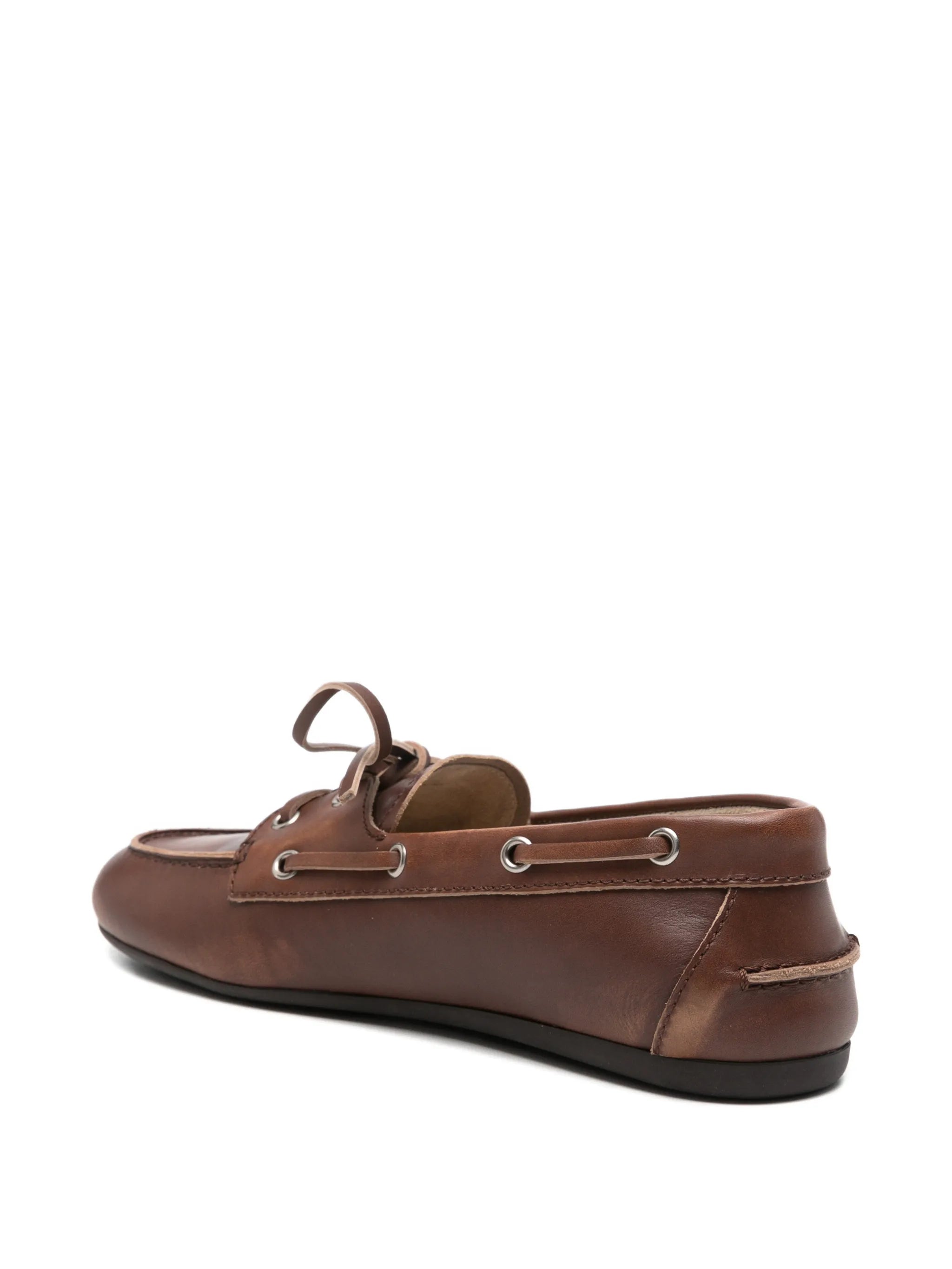 lace-up leather boat shoes