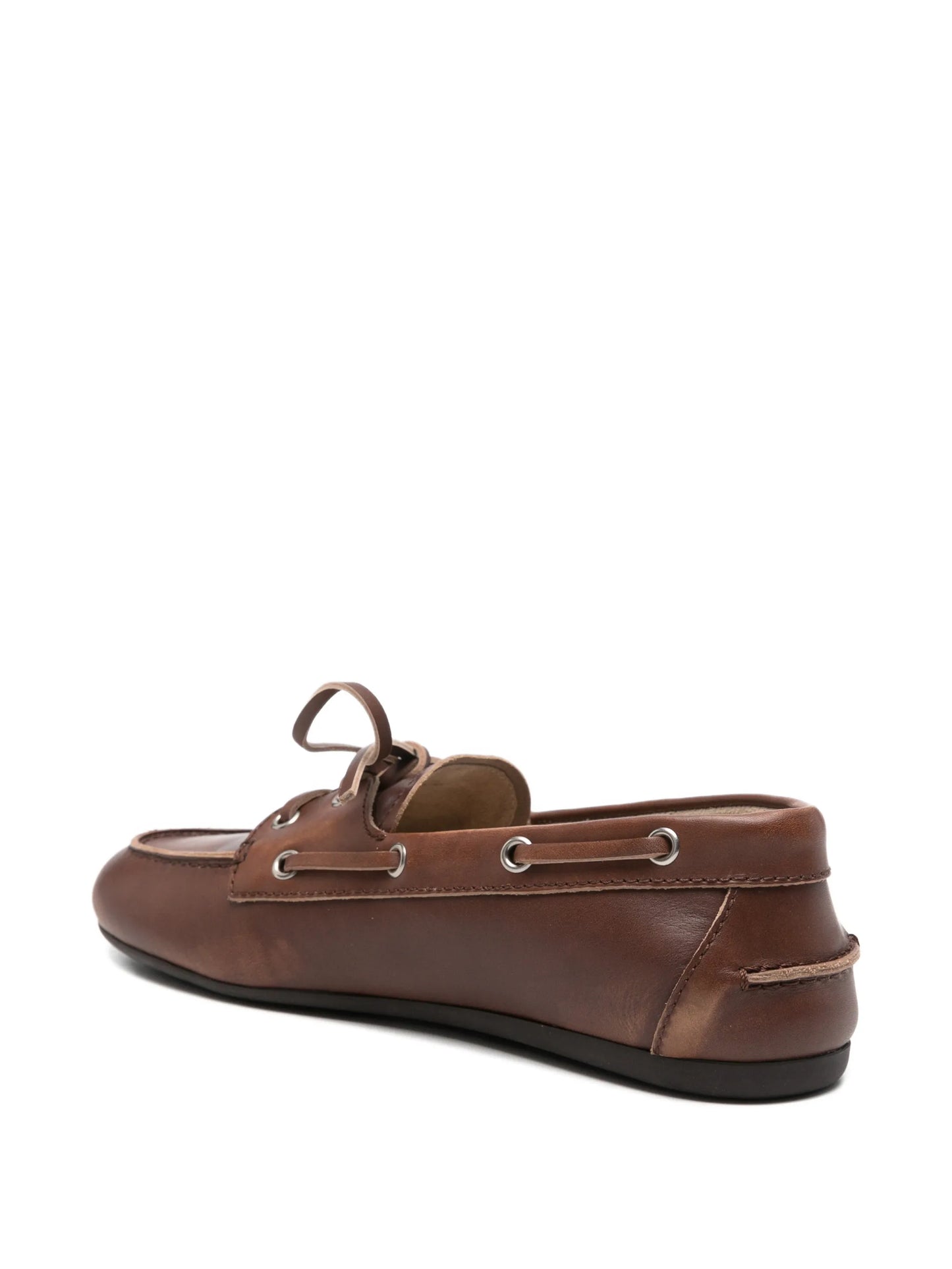 lace-up leather boat shoes