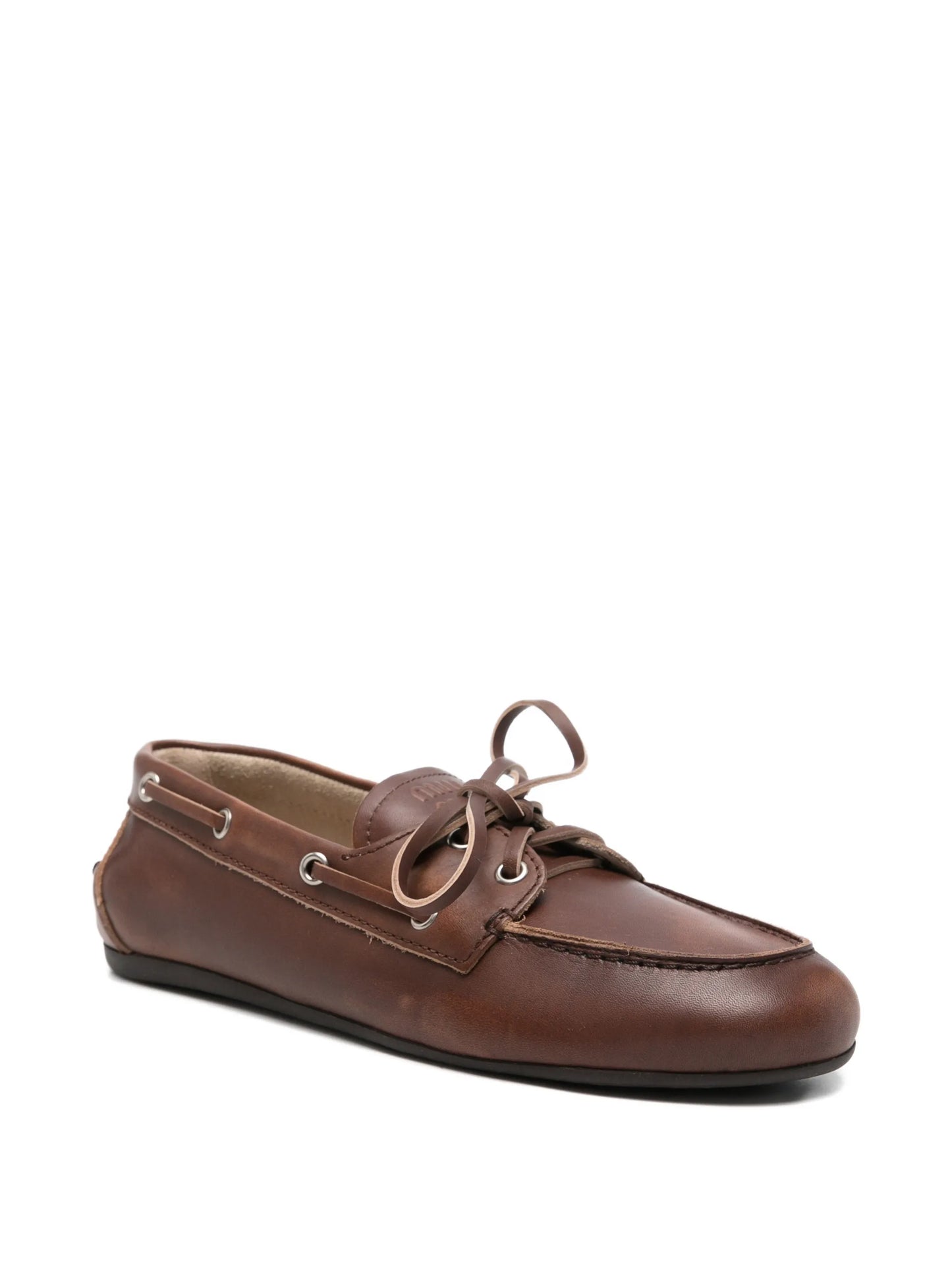 lace-up leather boat shoes