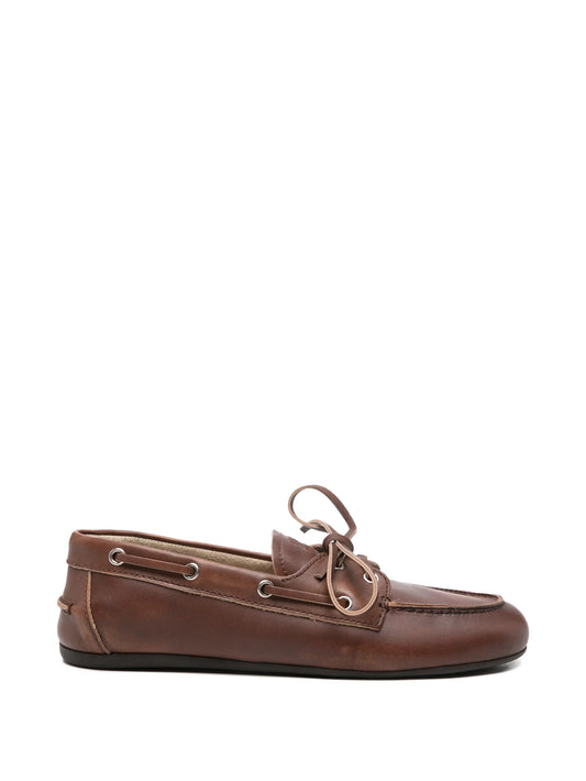 lace-up leather boat shoes