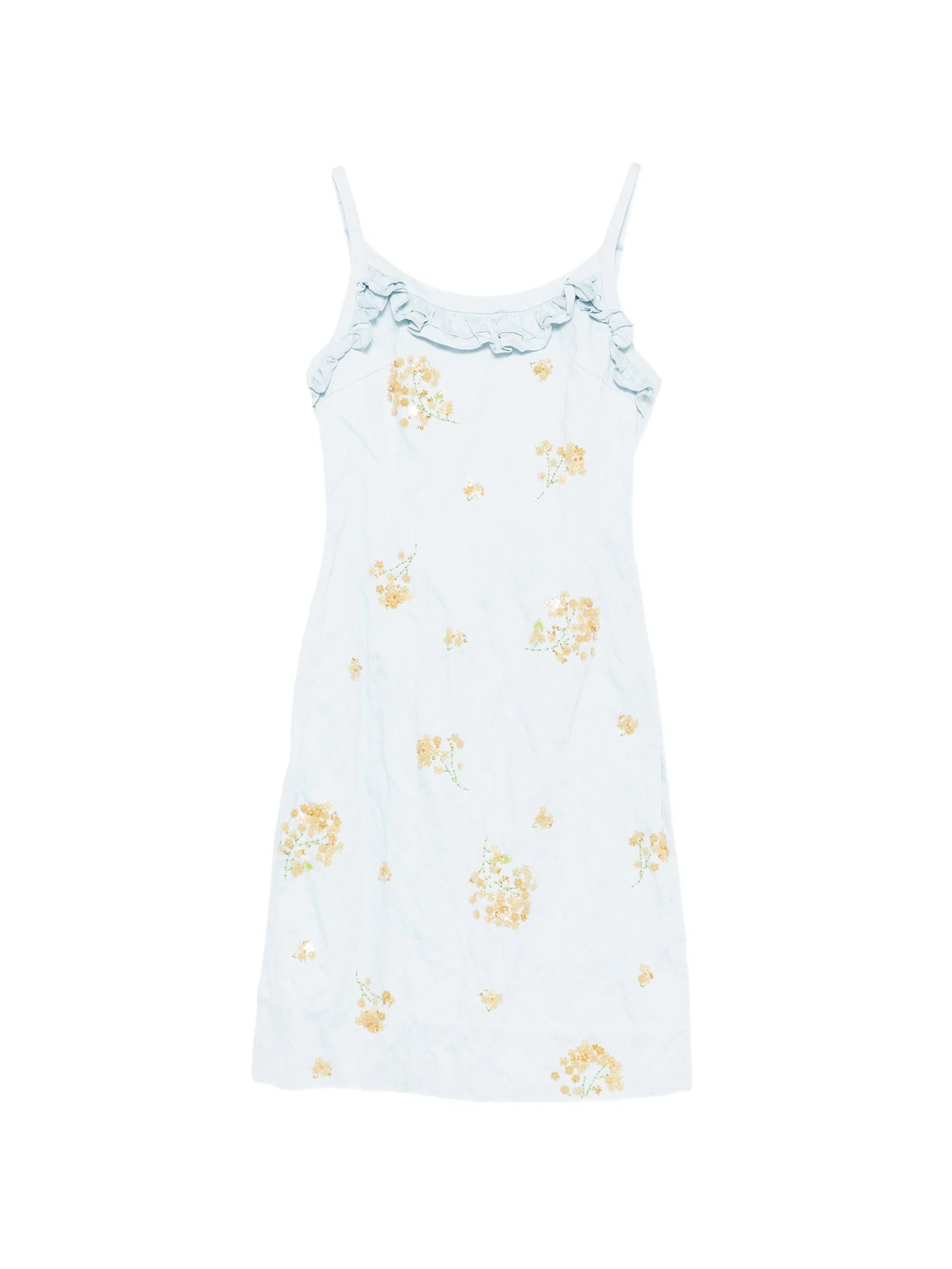 ruffled floral-embellished midi dress