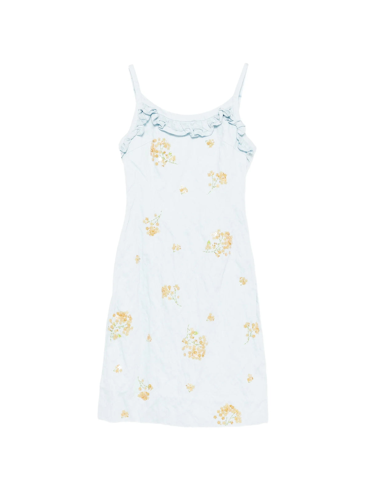 ruffled floral-embellished midi dress