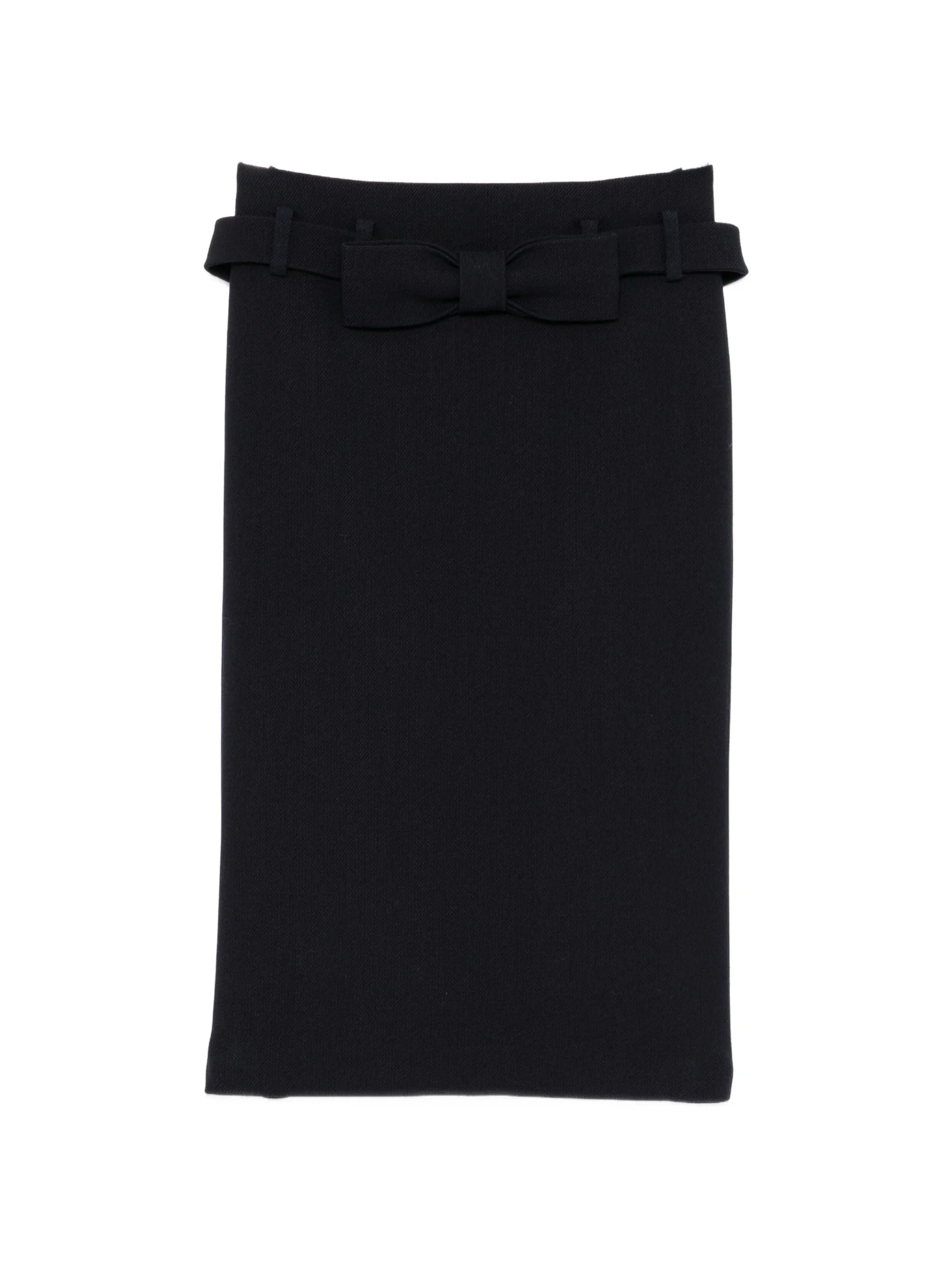 bow-detail wool skirt