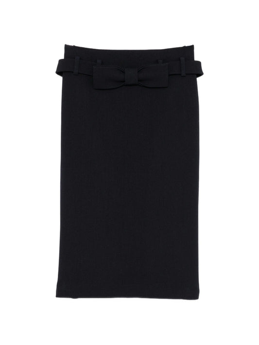 bow-detail wool skirt