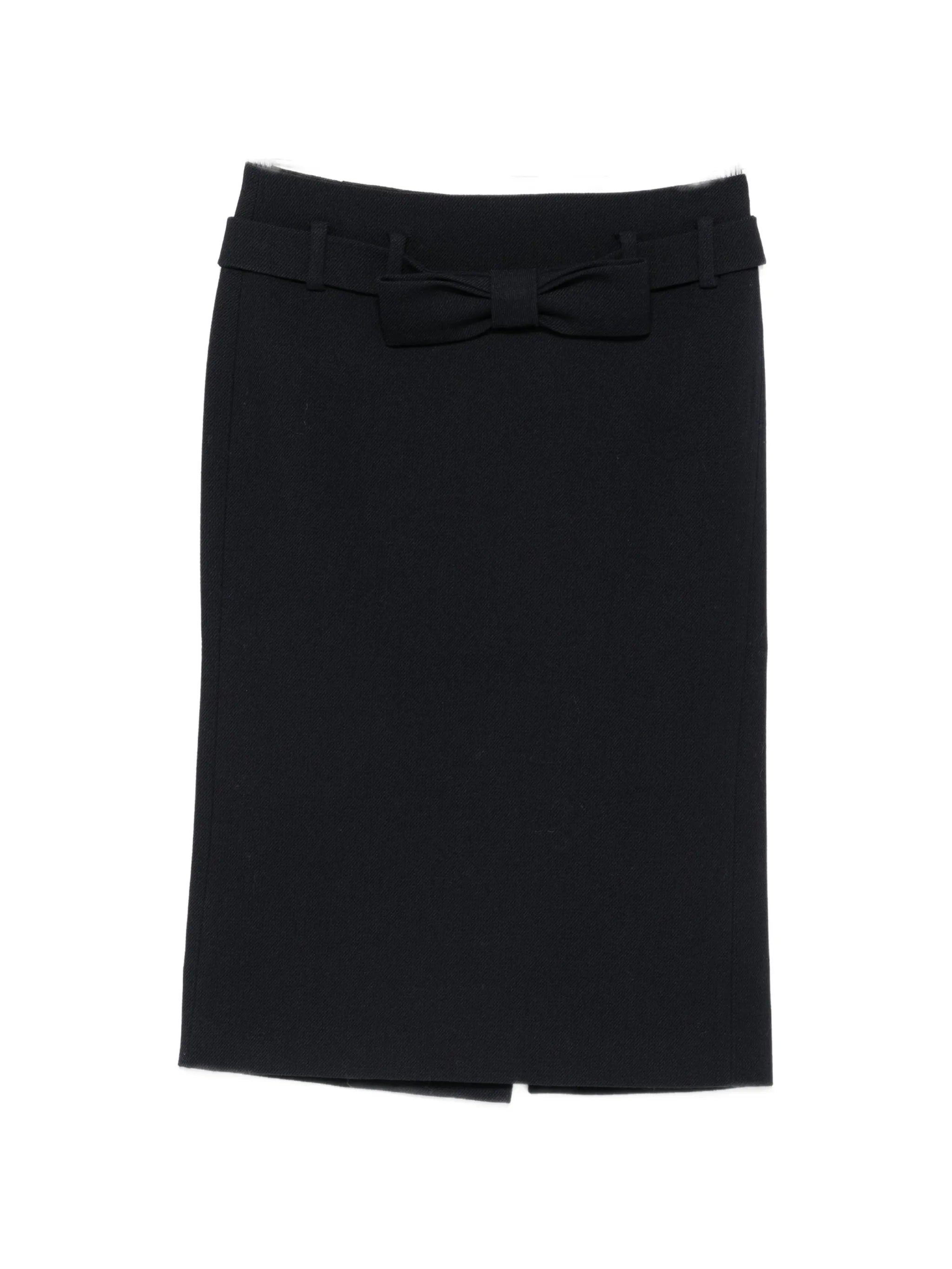 bow-detail wool skirt