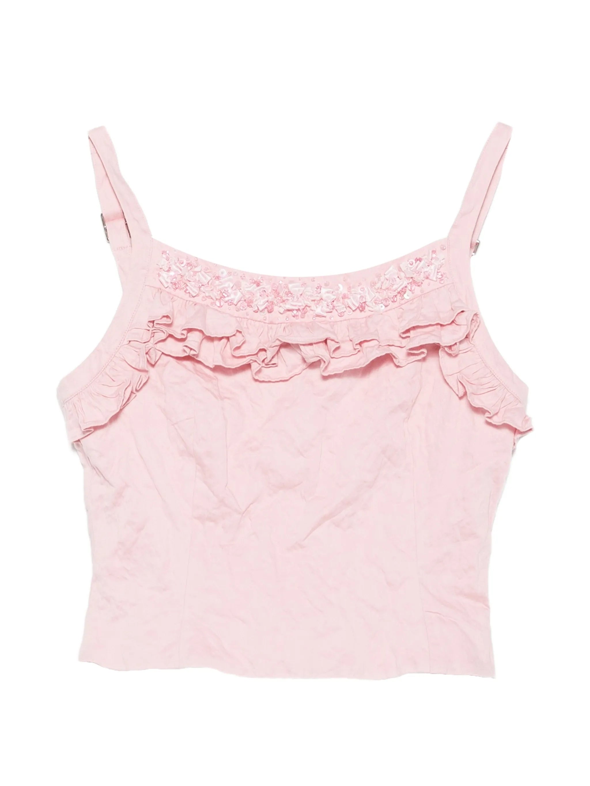 ruffled lace-trim top