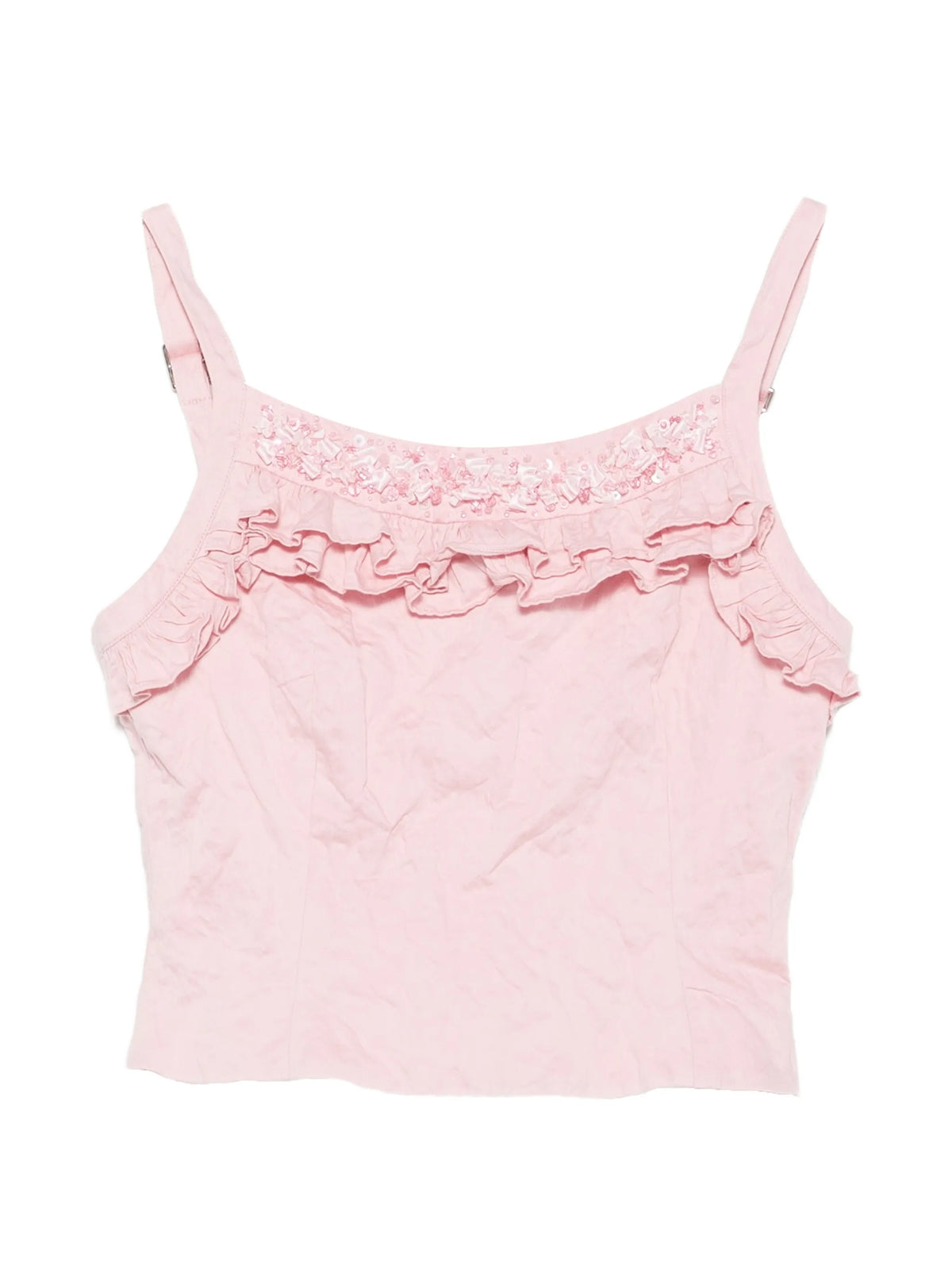 ruffled lace-trim top