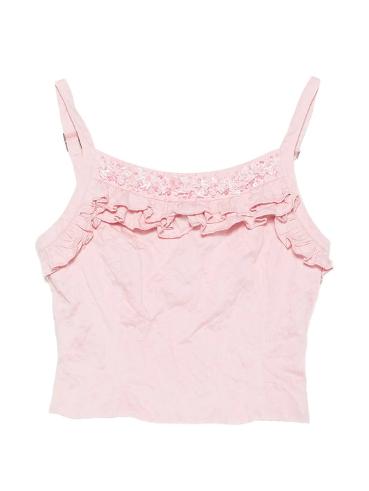 ruffled lace-trim top
