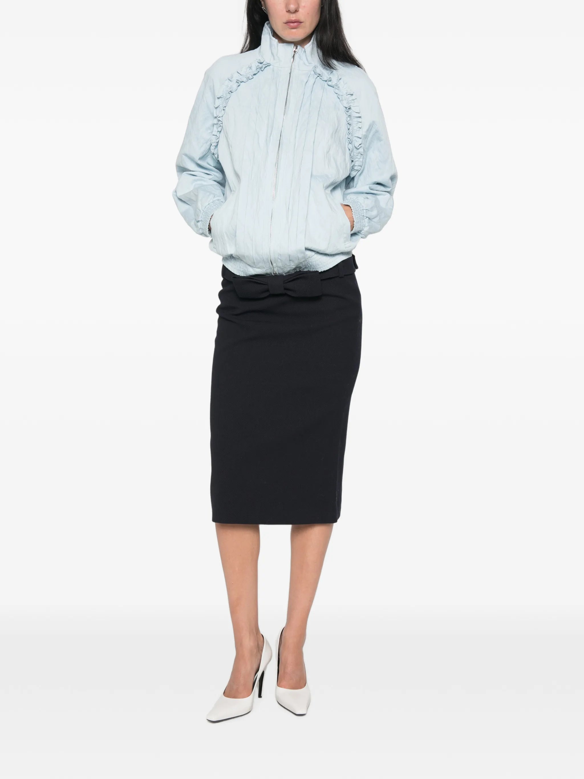 ruffled crinkle-effect jacket