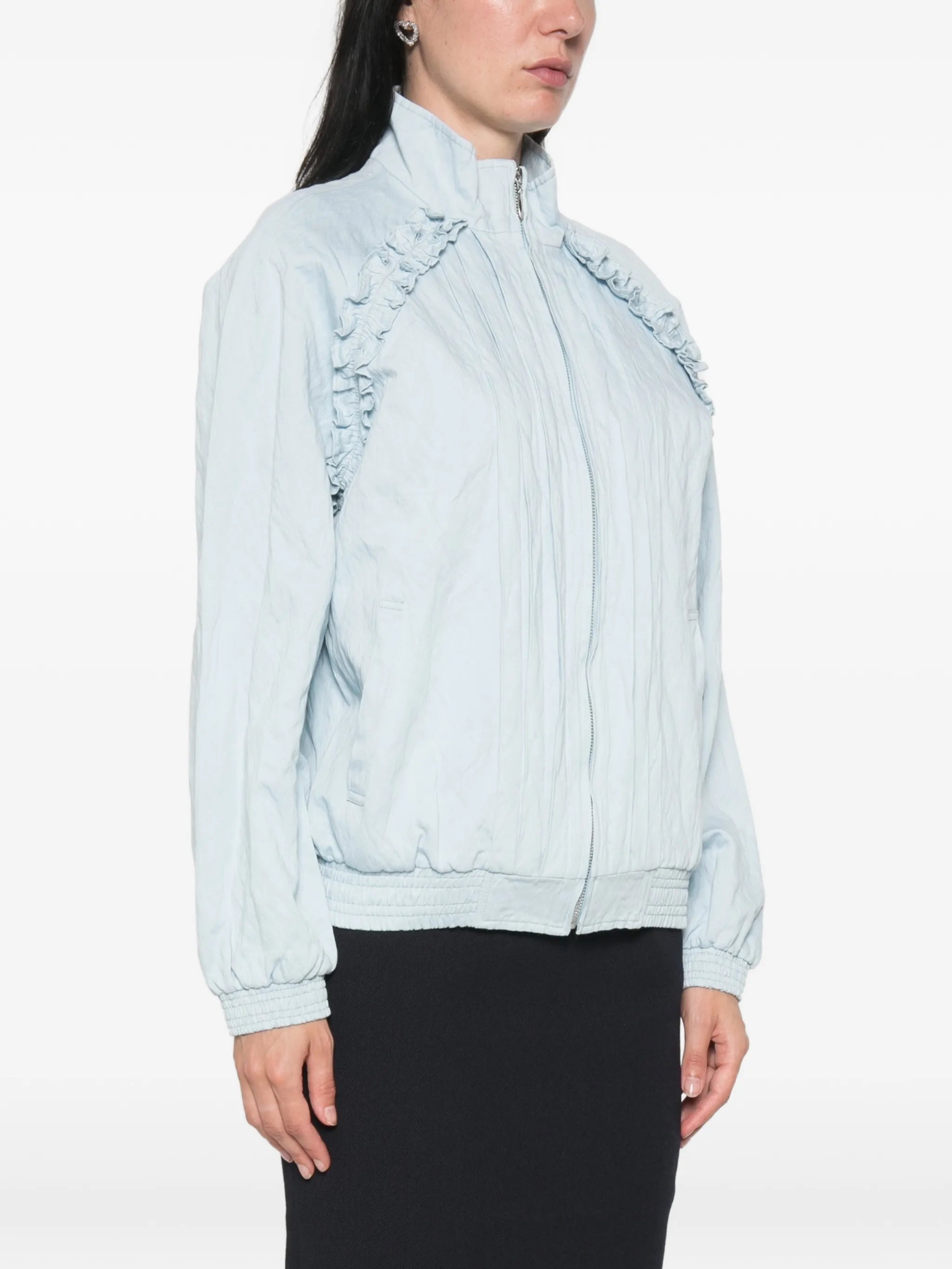 ruffled crinkle-effect jacket