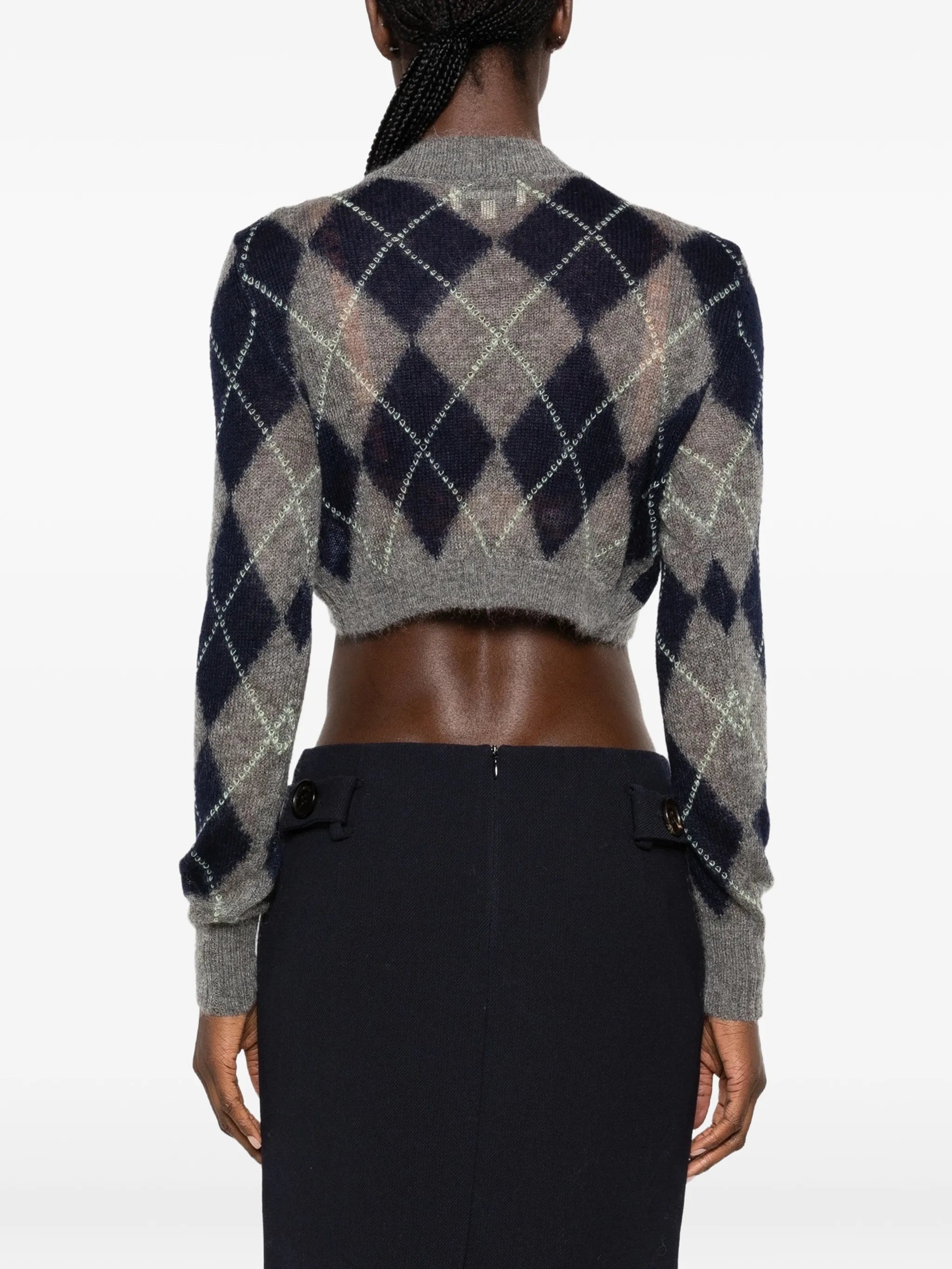argyle cropped cardigan