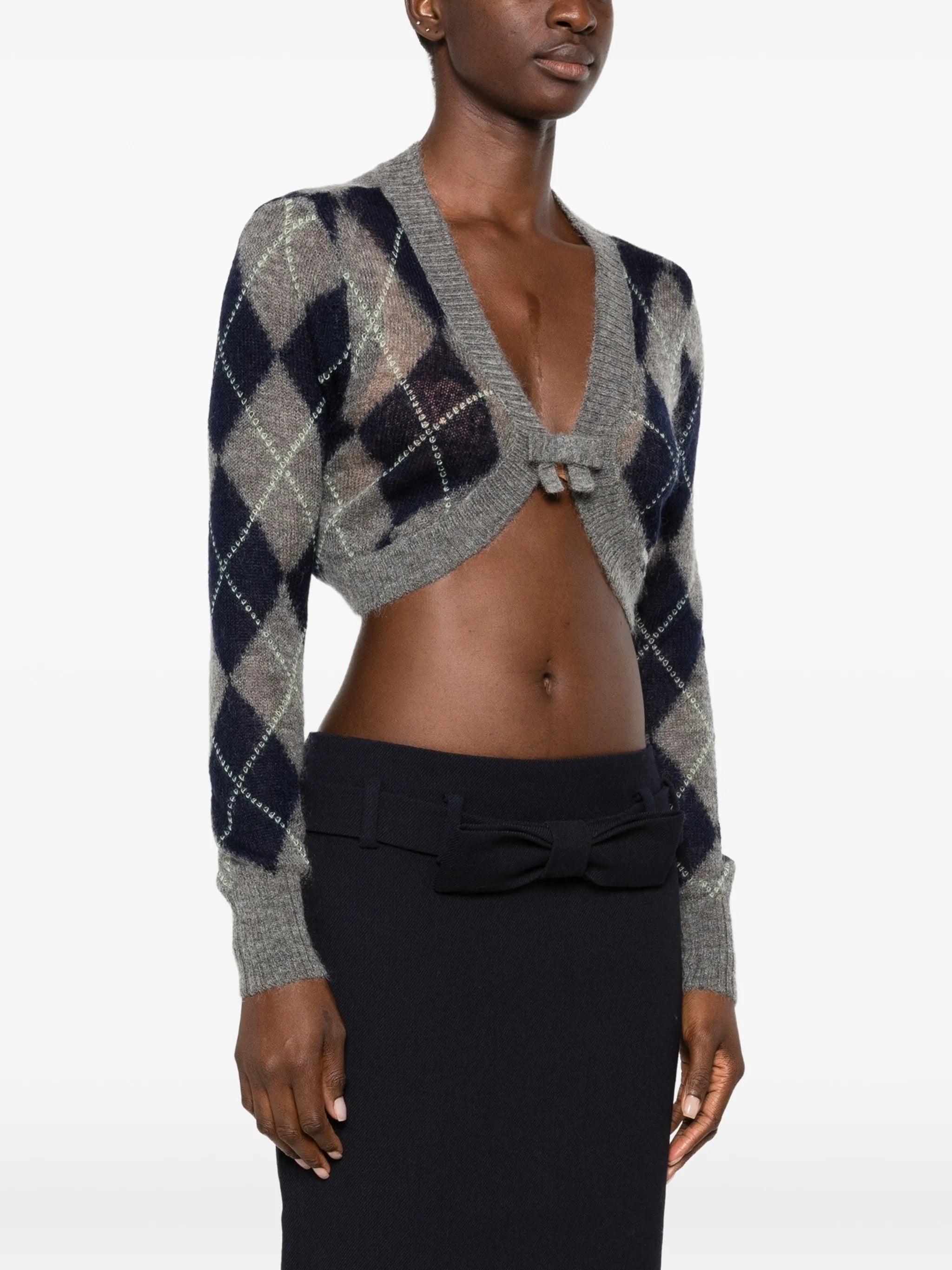 argyle cropped cardigan