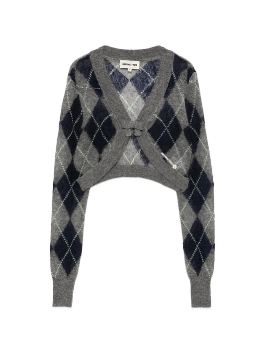argyle cropped cardigan