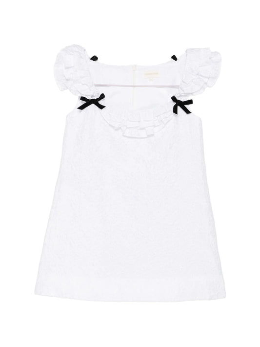 ruffled lace-trim mini dress