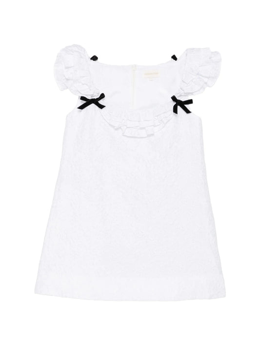 ruffled lace-trim mini dress
