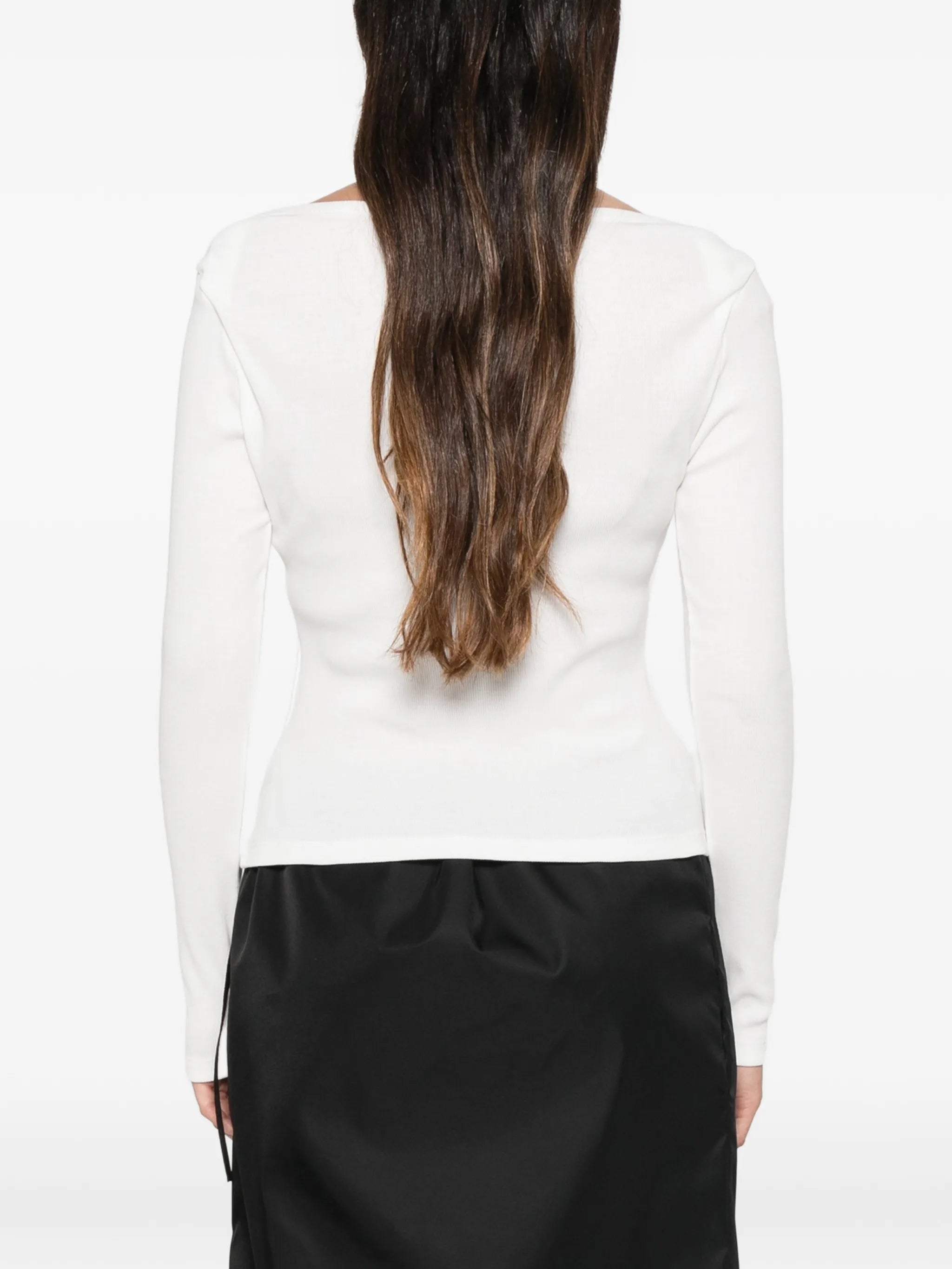 ribbed-knit long-sleeve top