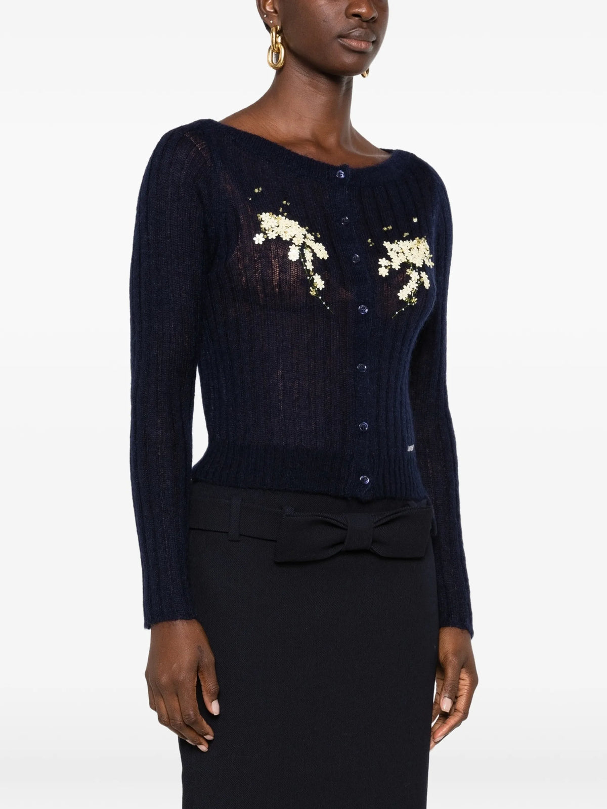 beaded floral-embellished cardigan