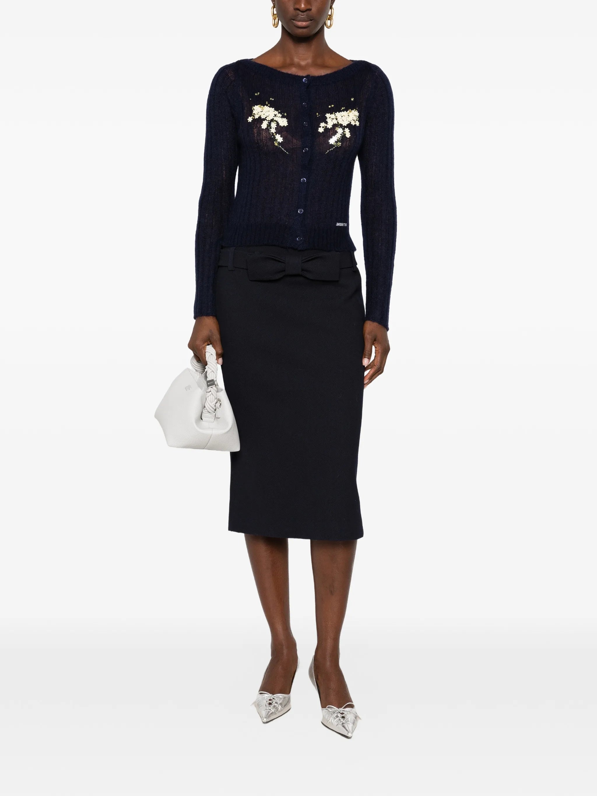 beaded floral-embellished cardigan