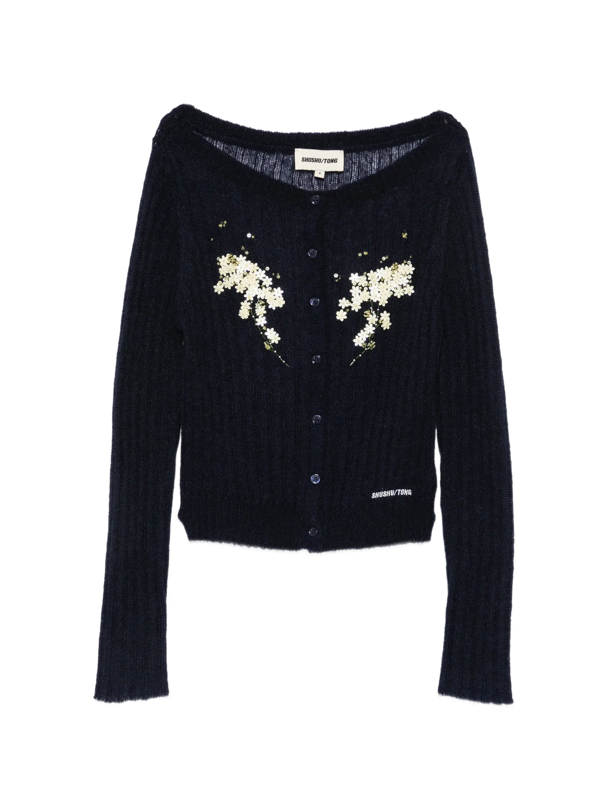 beaded floral-embellished cardigan