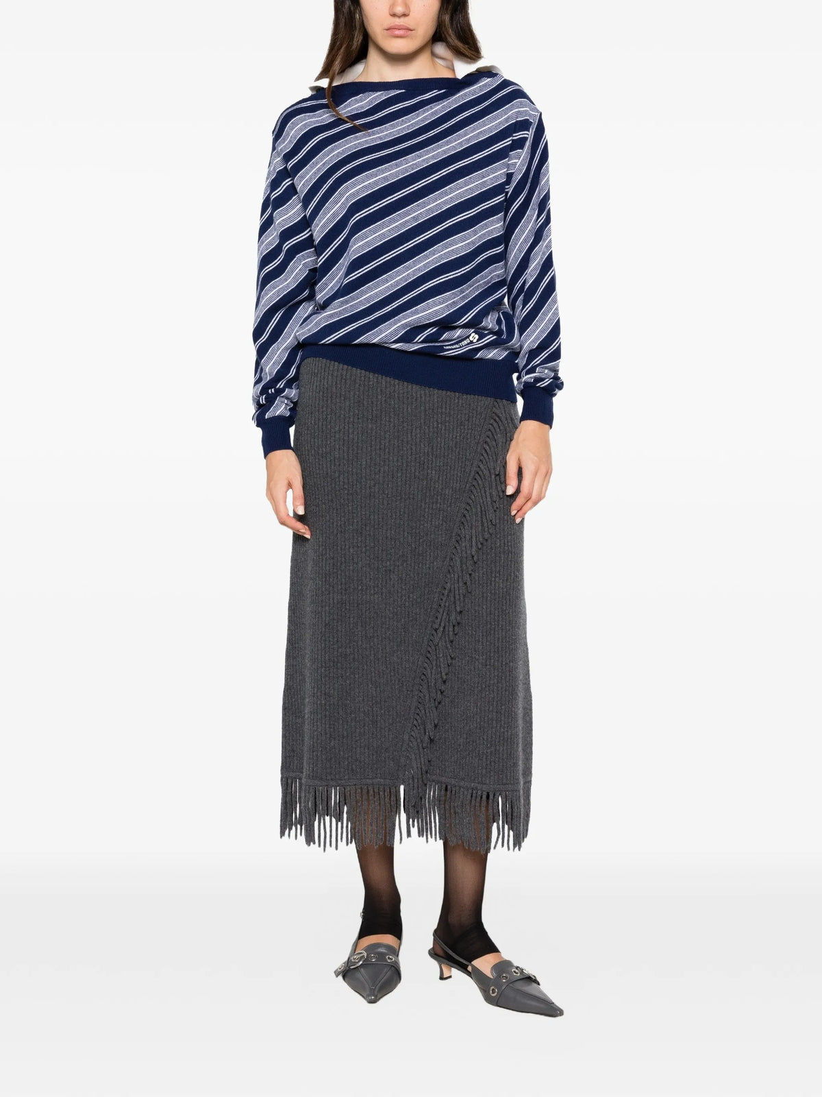 stripe-pattern sweater