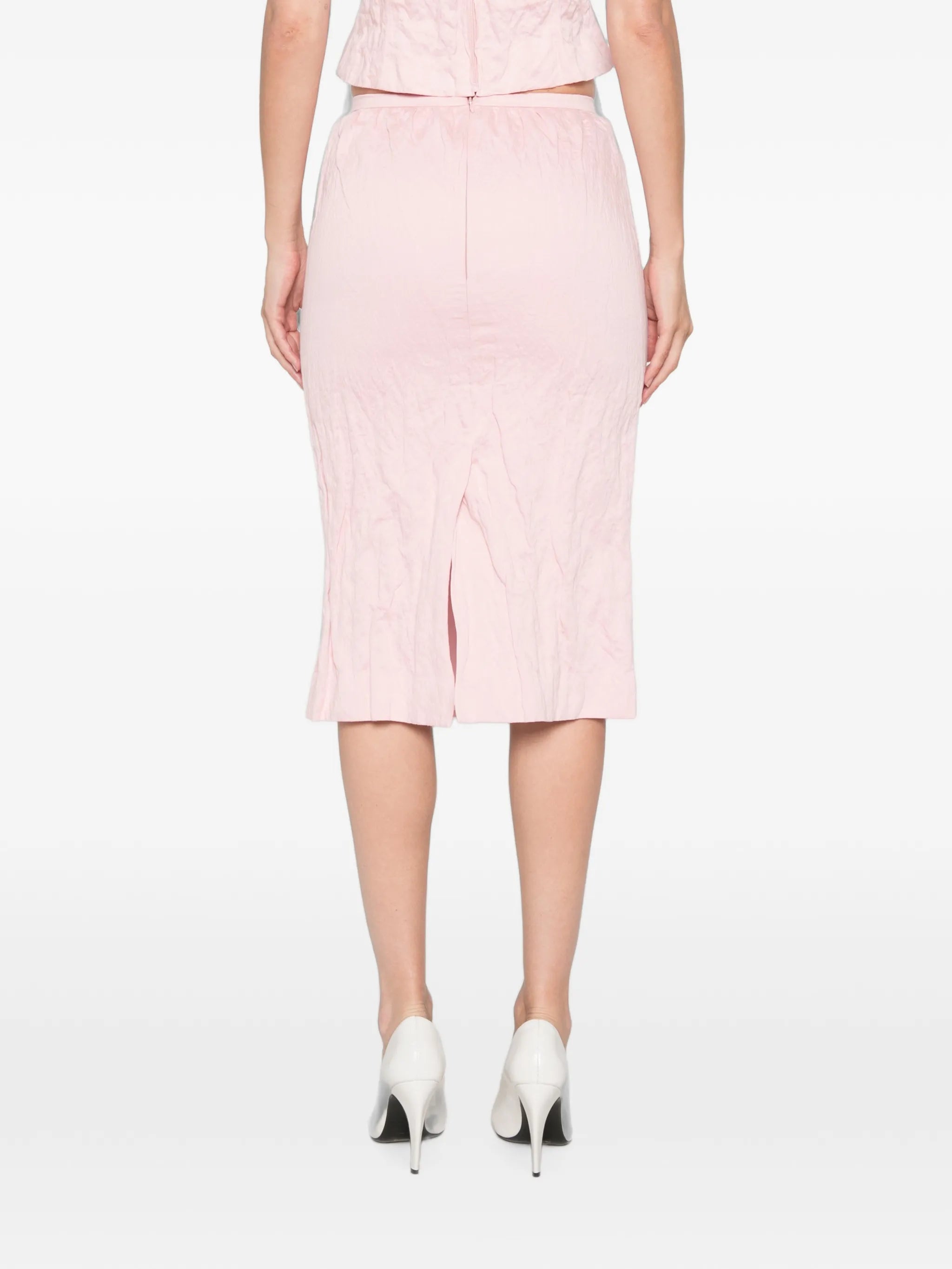 bow-detail crinkled midi skirt