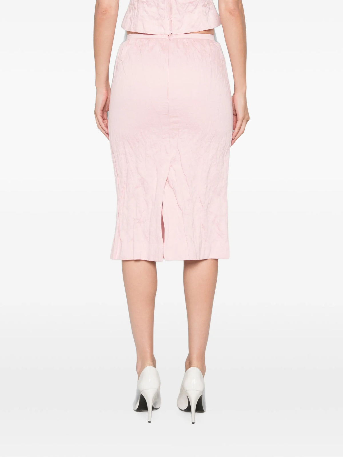bow-detail crinkled midi skirt