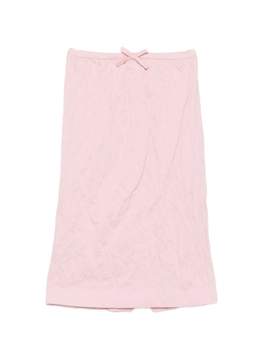 bow-detail crinkled midi skirt