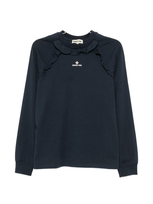 ruffle-trimmed long-sleeve T-shirt