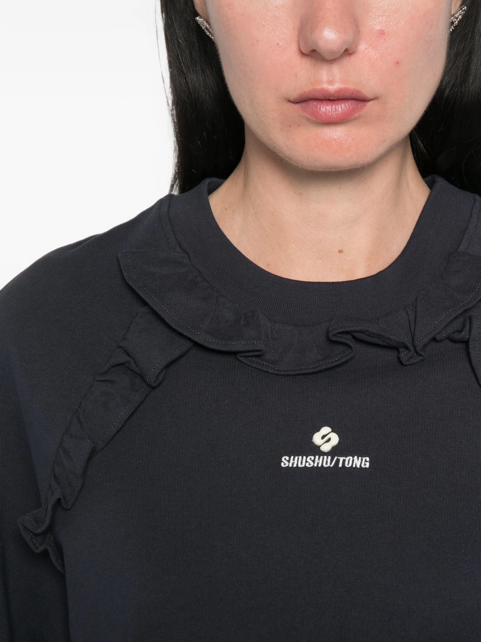 ruffle-trimmed long-sleeve T-shirt
