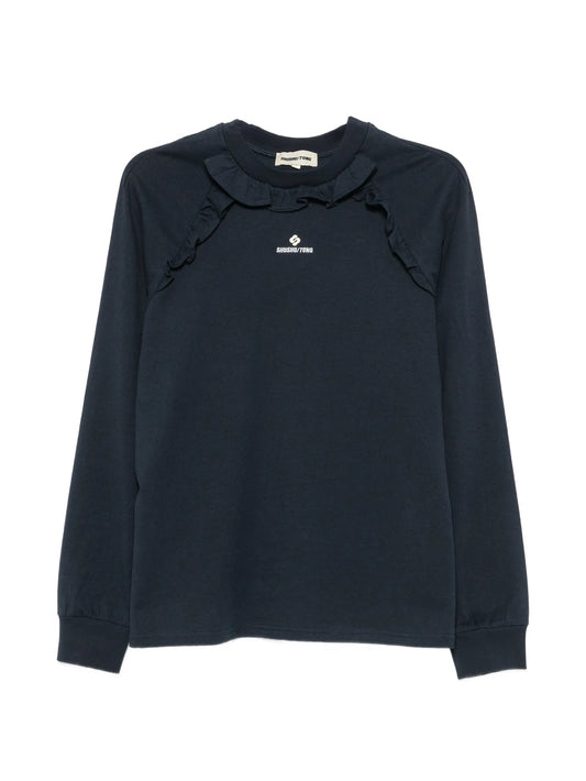 ruffle-trimmed long-sleeve T-shirt