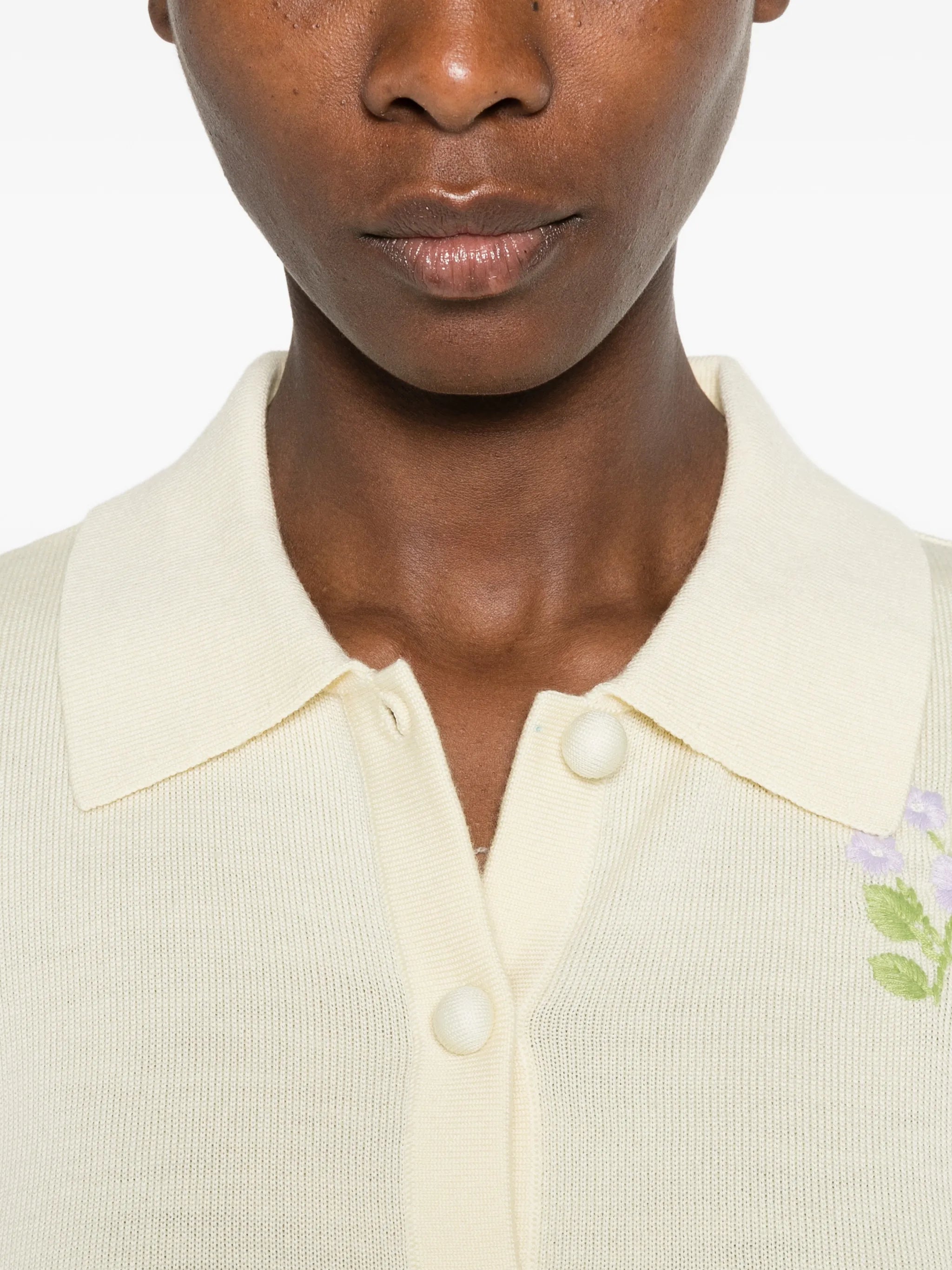 flower embroidered knit cardigan