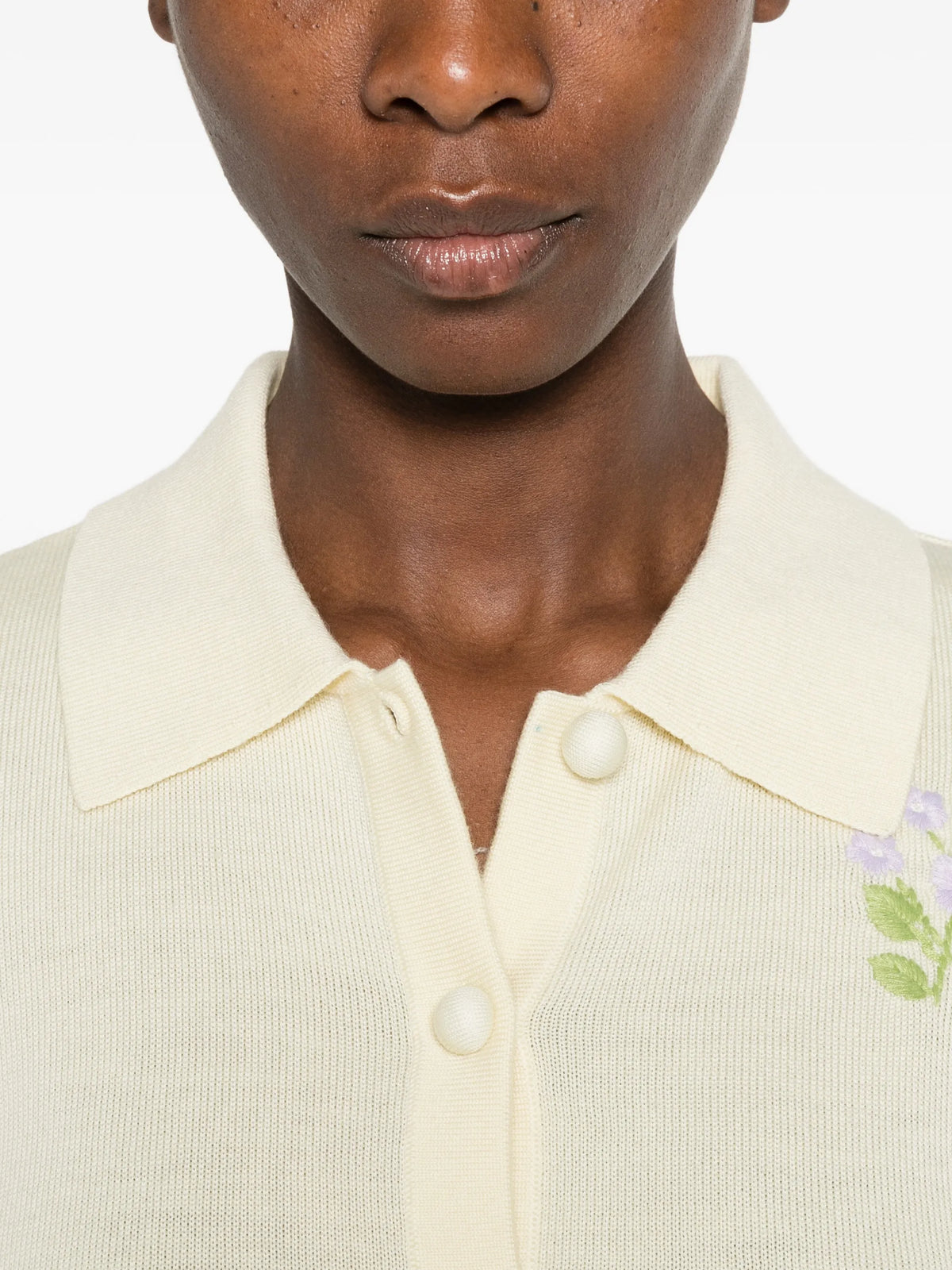 flower embroidered knit cardigan