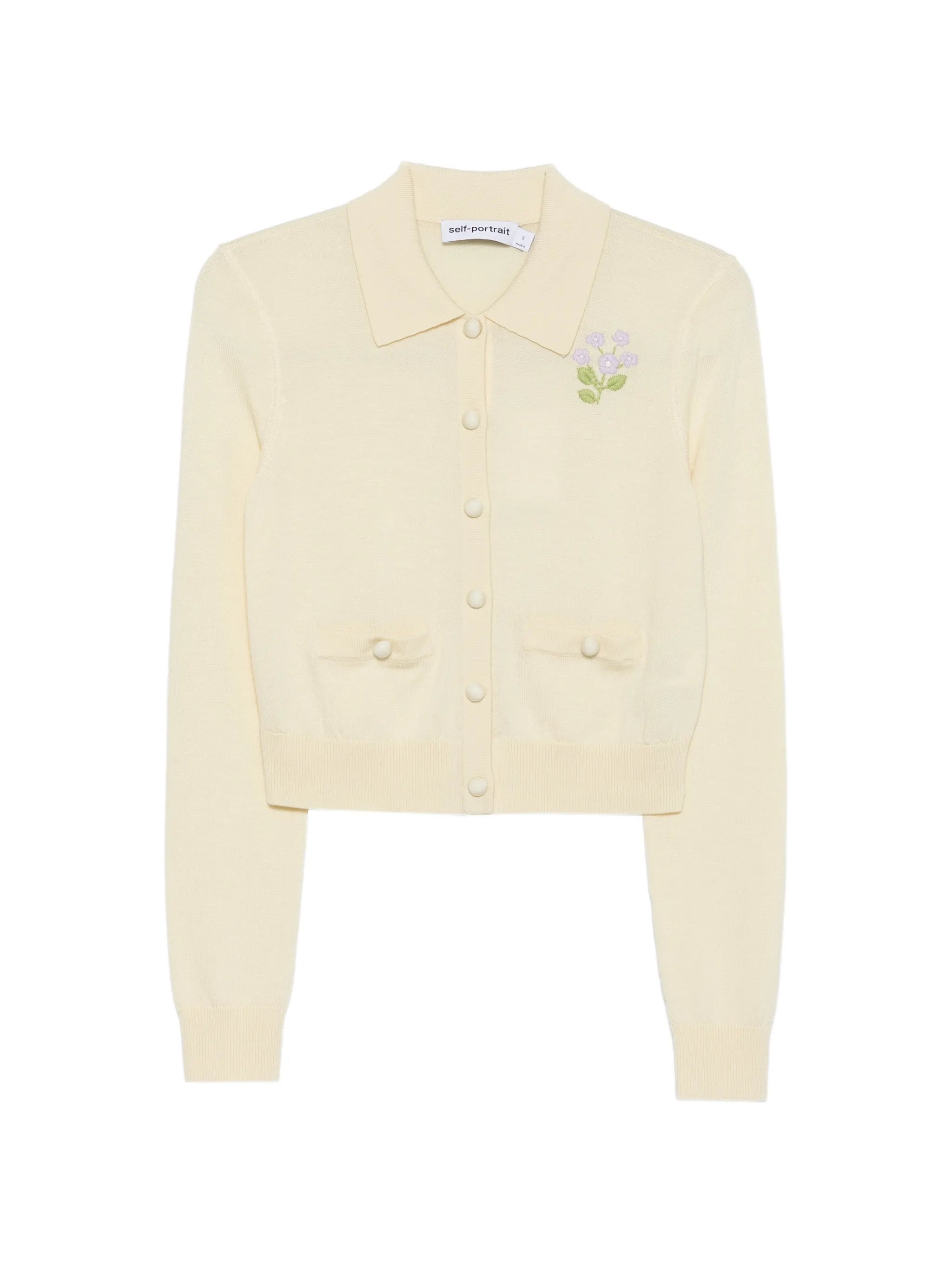 flower embroidered knit cardigan
