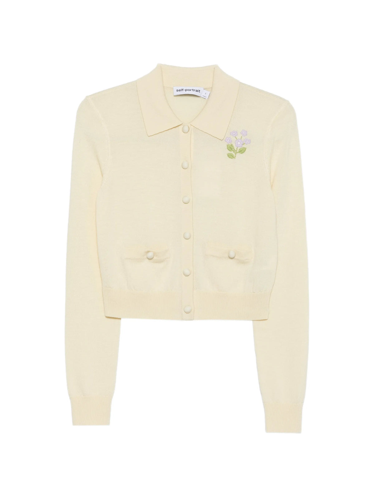 flower embroidered knit cardigan