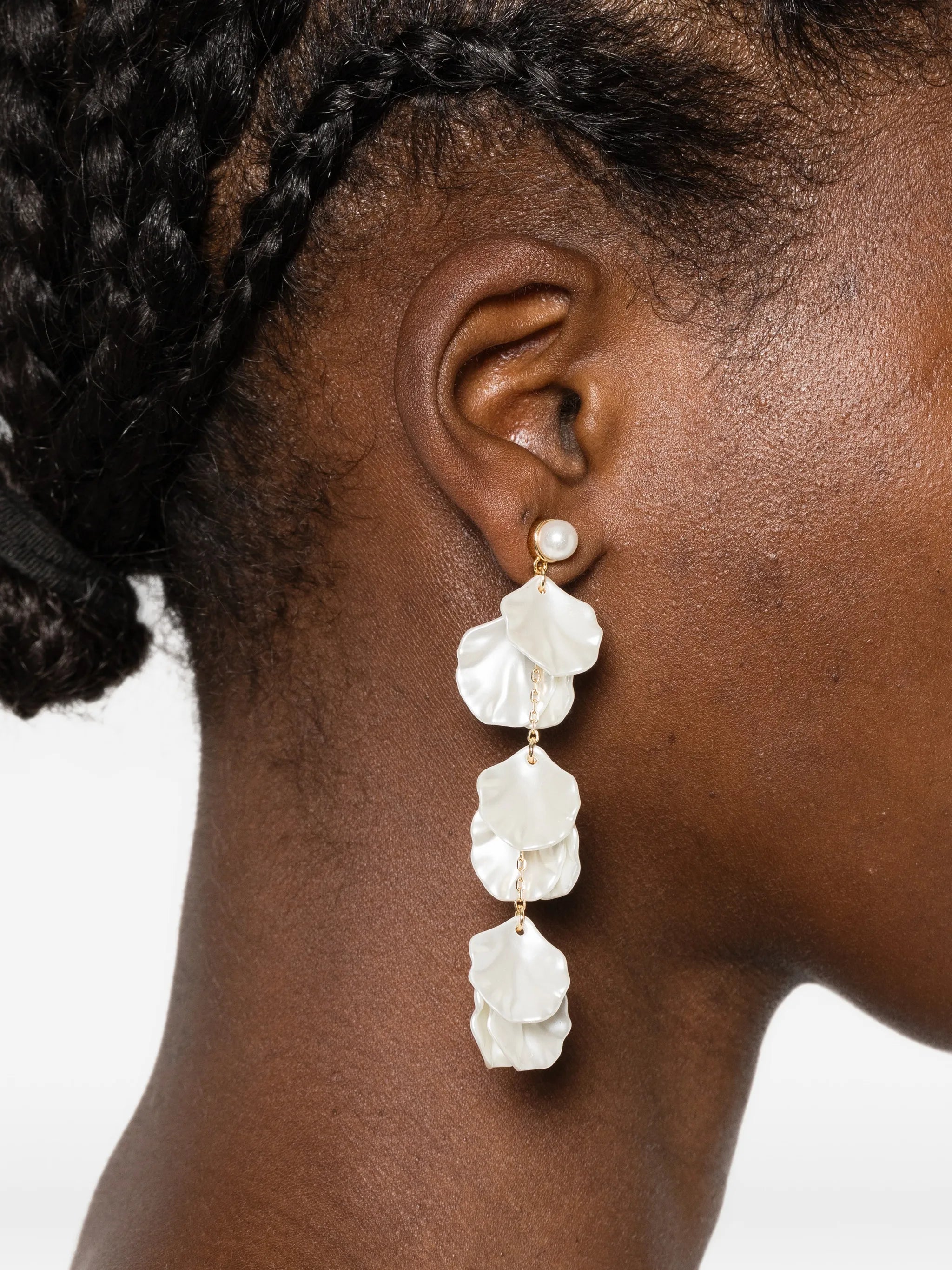 pearl petal tiered earrings