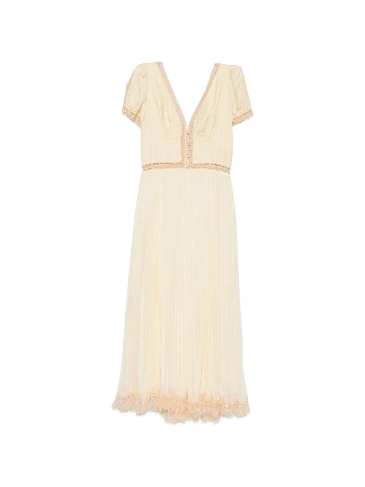 pleated lace midi dress