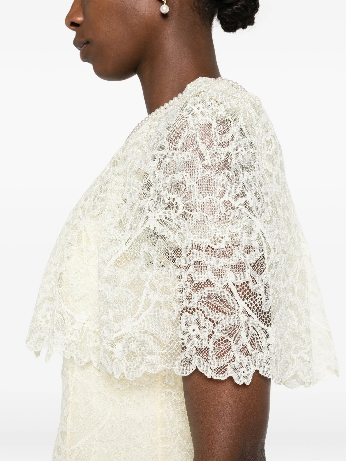 yellow lace cape mini dress