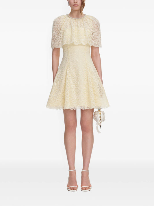 yellow lace cape mini dress