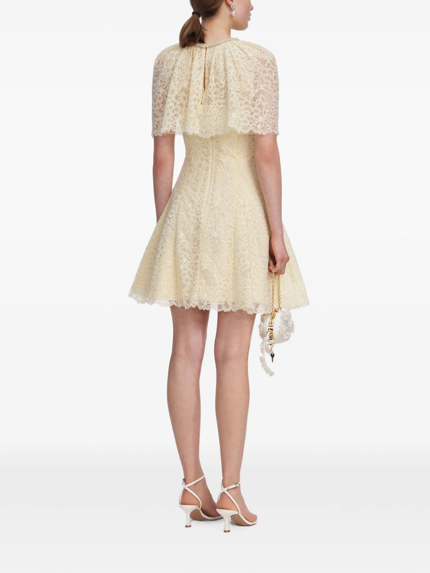 yellow lace cape mini dress
