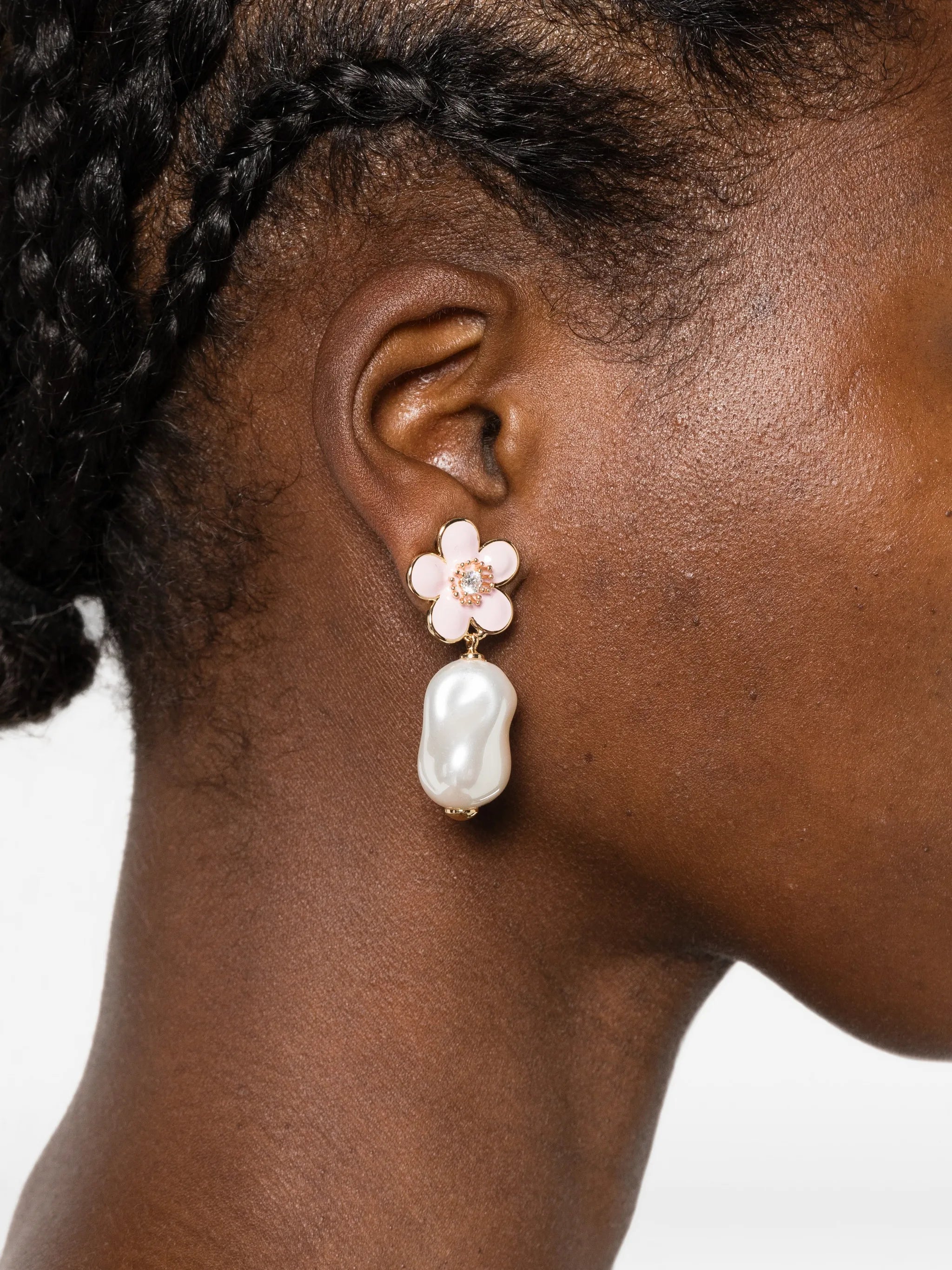 flower pearl drop earrings