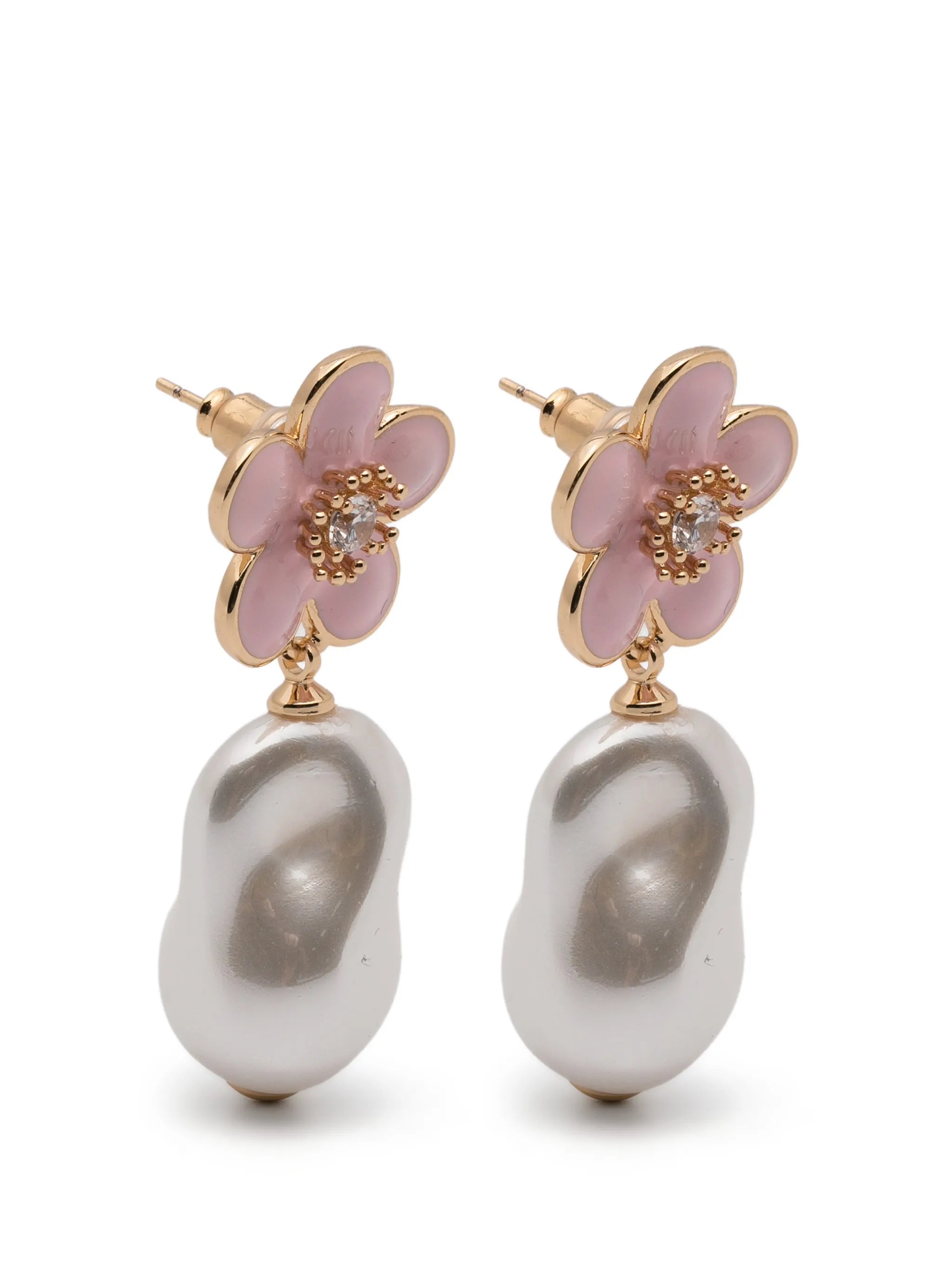 flower pearl drop earrings