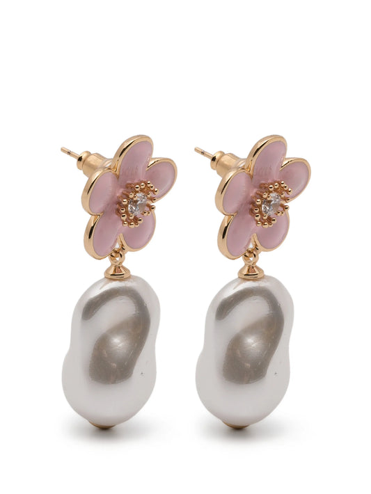 flower pearl drop earrings