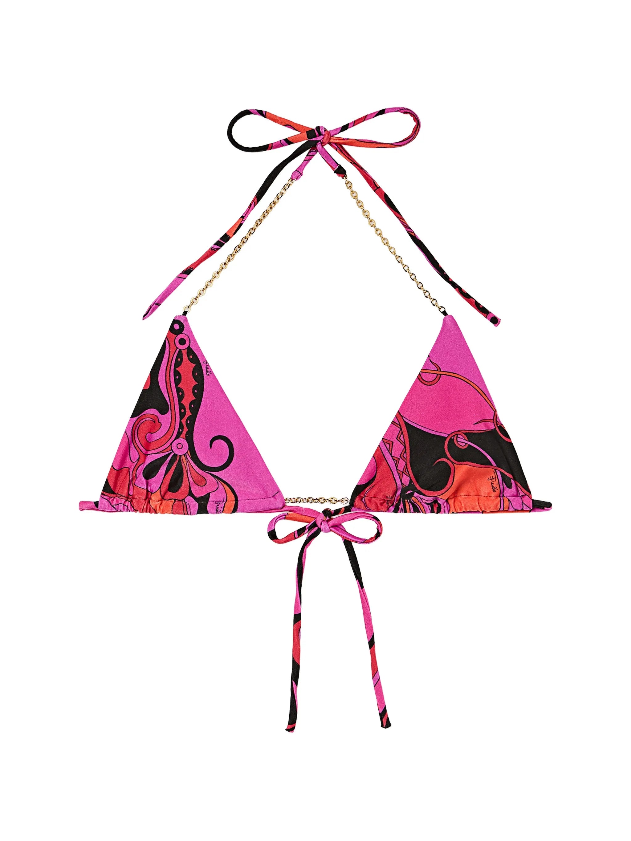 Orchidee-print triangle bikini top