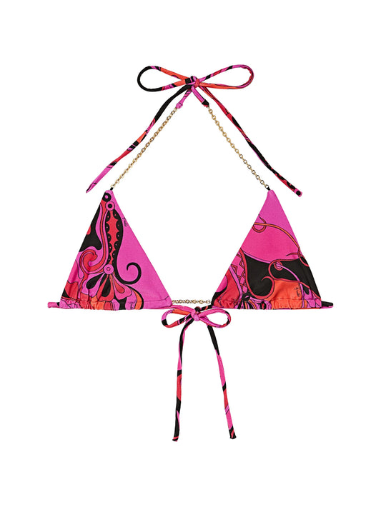 Orchidee-print triangle bikini top