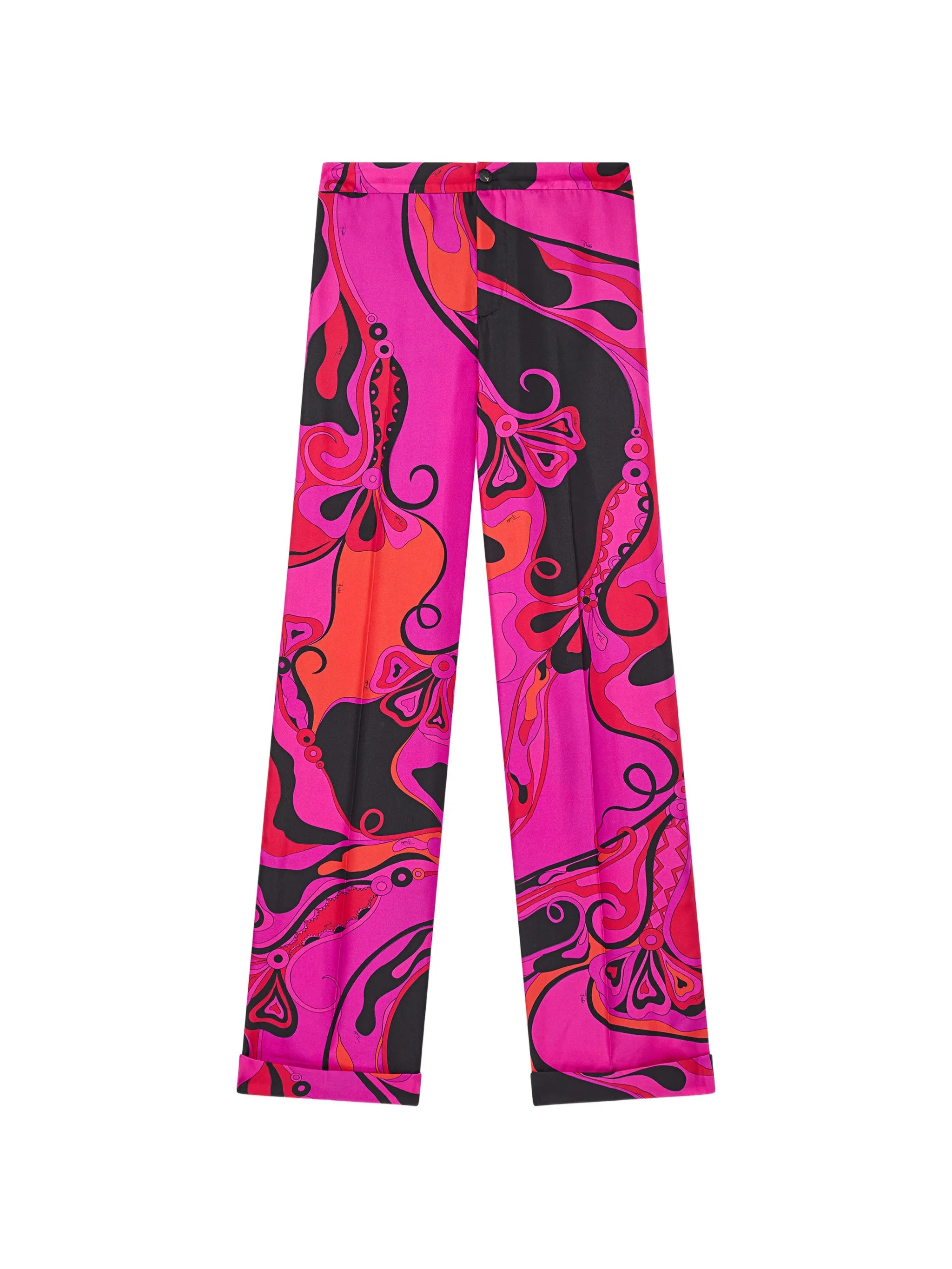 Orchidee-print silk pants