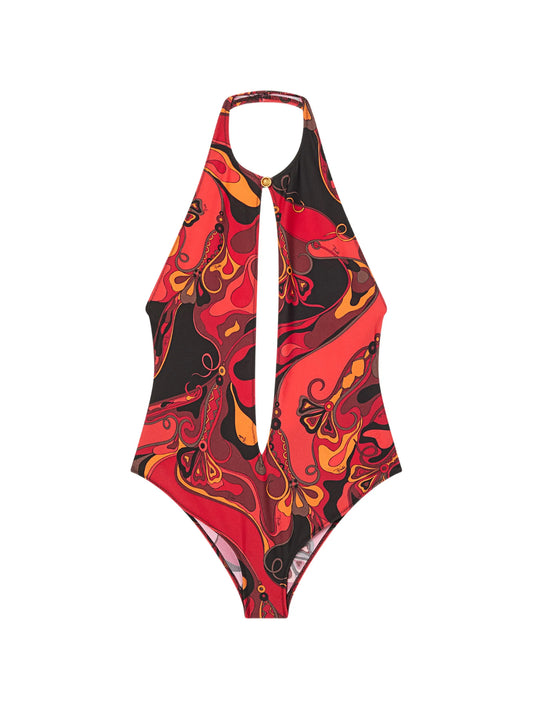 Orchidee-print swimsuit
